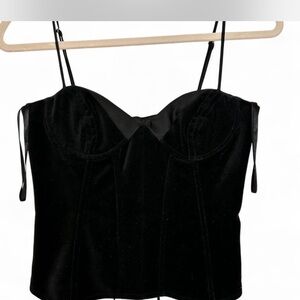 BCBGMaxAzria Black Velvet Corset top.  High quality fabric made in Hong Kong